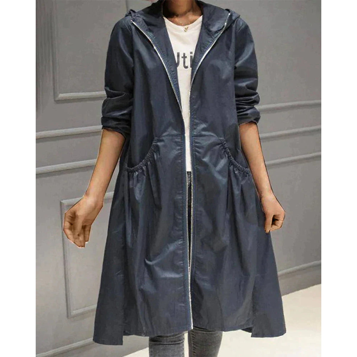 Women's Raincoat Long Waterproof Jacket with Hood Stylish Weatherproof Design 6