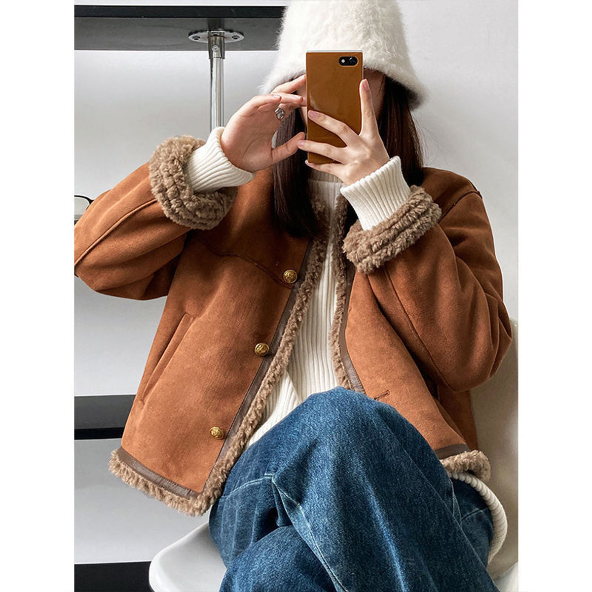 Damen Lammfelljacke Premium Wärme Maßgeschneiderte Elegante Passform