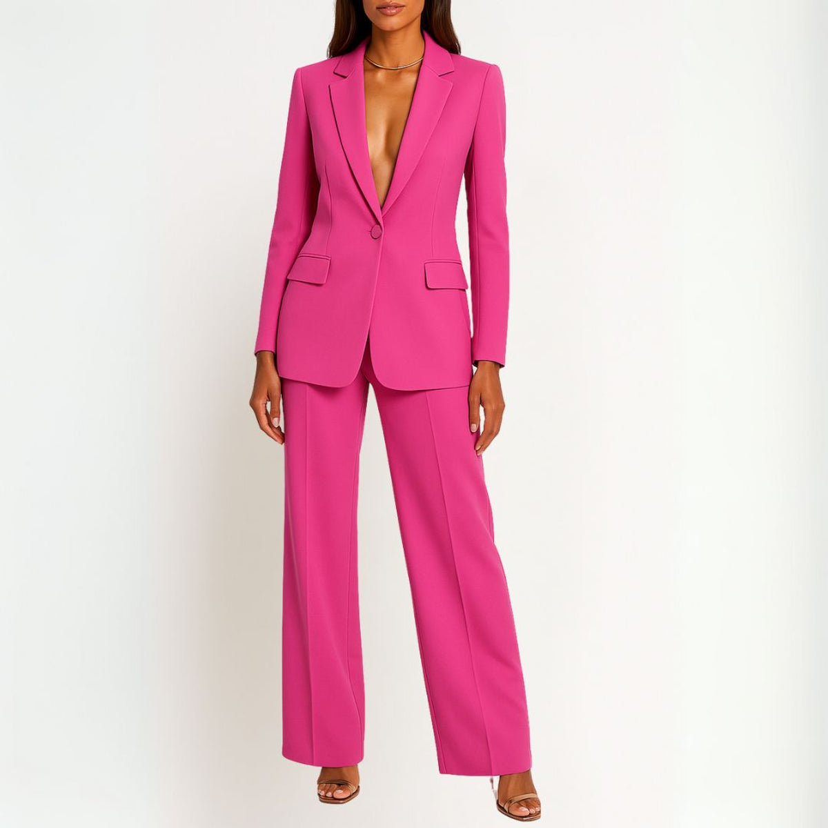 Women's Suit Set Tailored Long Blazer and Trousers Chic Formal Pant Suits for Women 5
