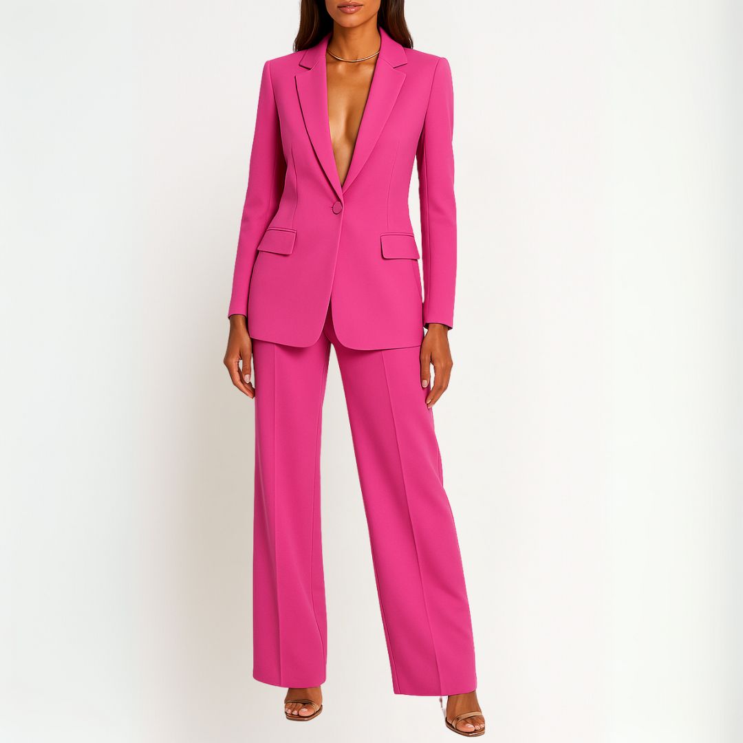 Women's Suit Set Tailored Long Blazer and Trousers Chic Formal Pant Suits for Women 5
