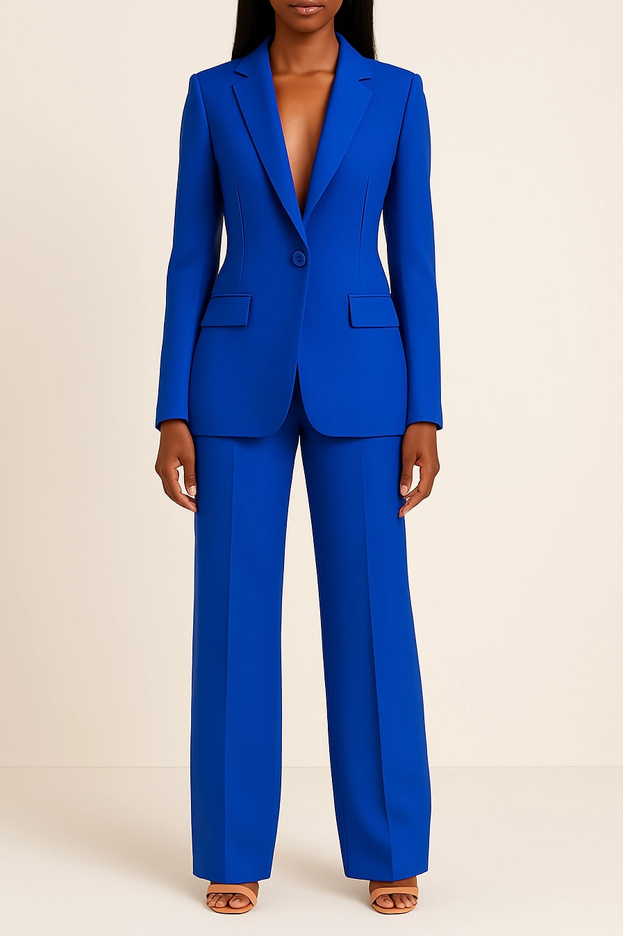 Women's Suit Set Tailored Long Blazer and Trousers for Formal Elegance 3