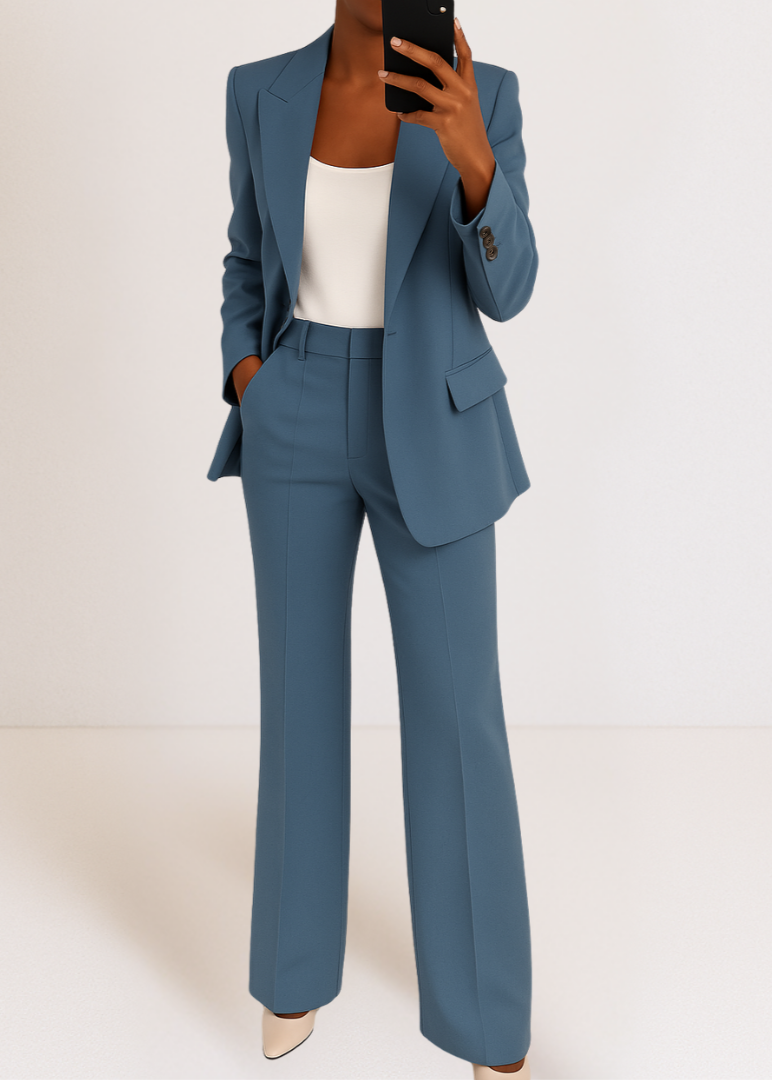 Women's Suit Tailored Two-Piece Pantsuit Set Blazer and Trousers 1