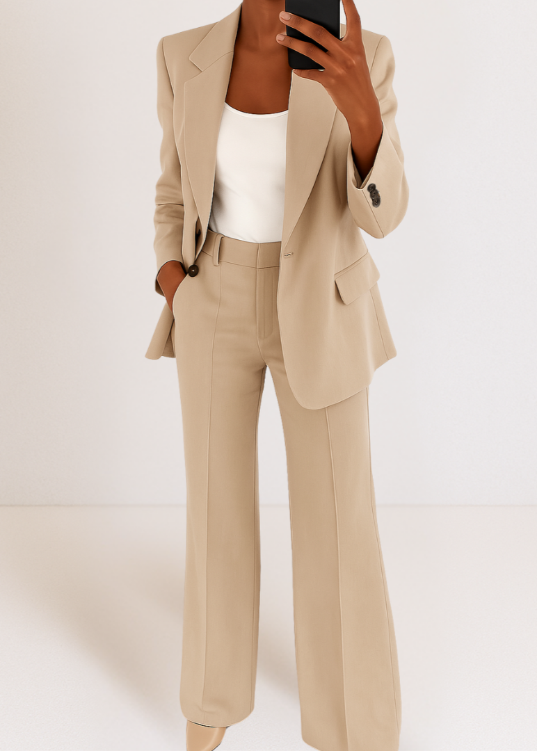 Women's Suit Tailored Two-Piece Pantsuit Set Blazer and Trousers 2
