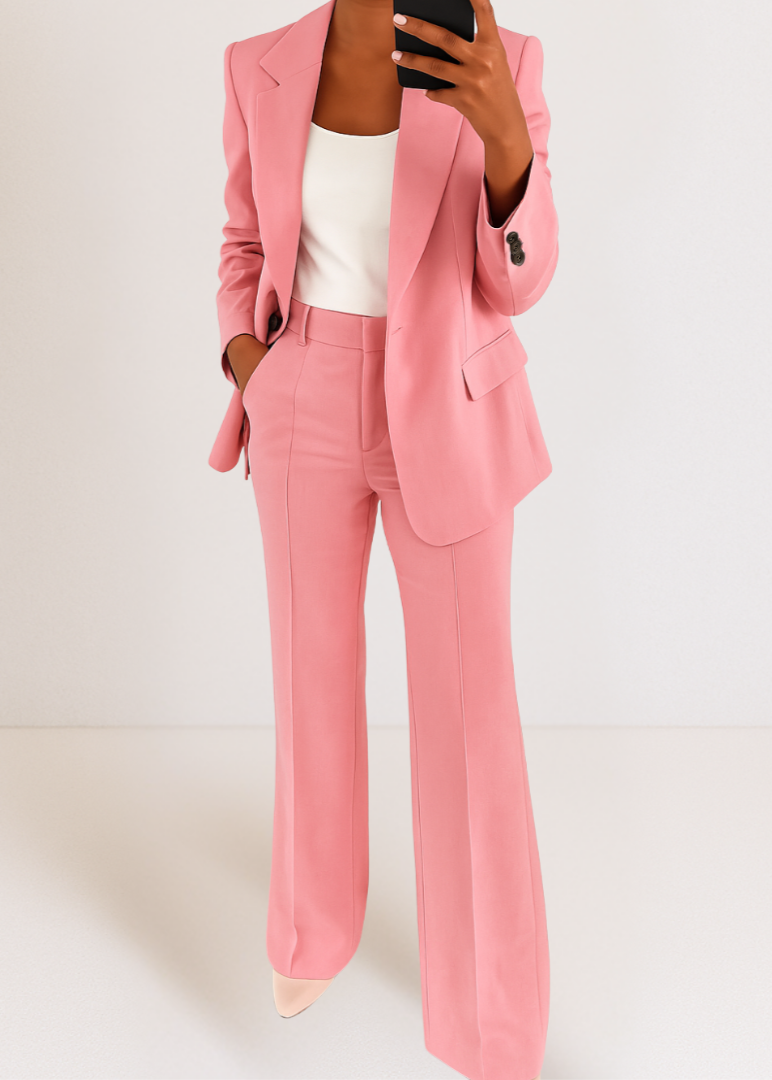 Women's Suit Tailored Two-Piece Pantsuit Set Blazer and Trousers 6