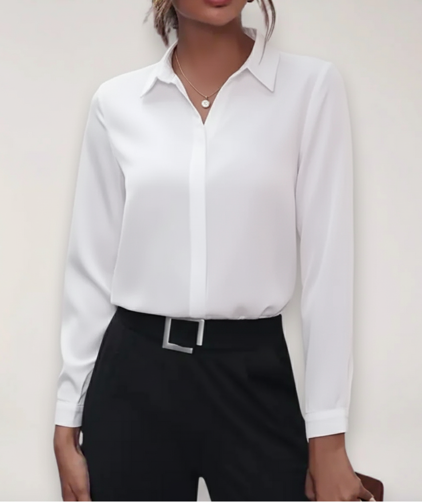 Women's Tailored Blouse Elegant Button-Up Shirt for Work Casual Chic 1
