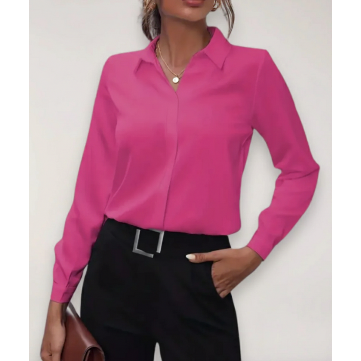 Women's Tailored Blouse Elegant Button-Up Shirt for Work Casual Chic 3