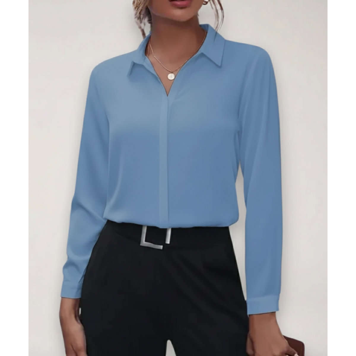 Women's Tailored Blouse Elegant Button-Up Shirt for Work Casual Chic 4