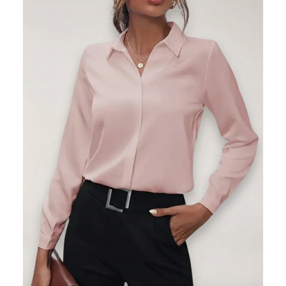 Women's Tailored Blouse Elegant Button-Up Shirt for Work Casual Chic 5