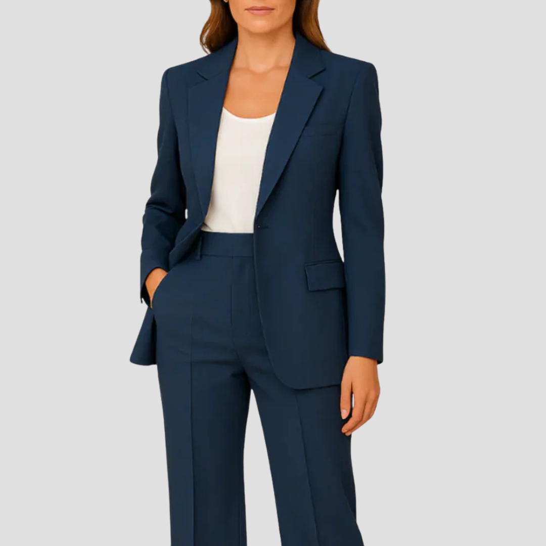 Women's Tailored Suit Set Long Blazer Elegant Professional Style 0
