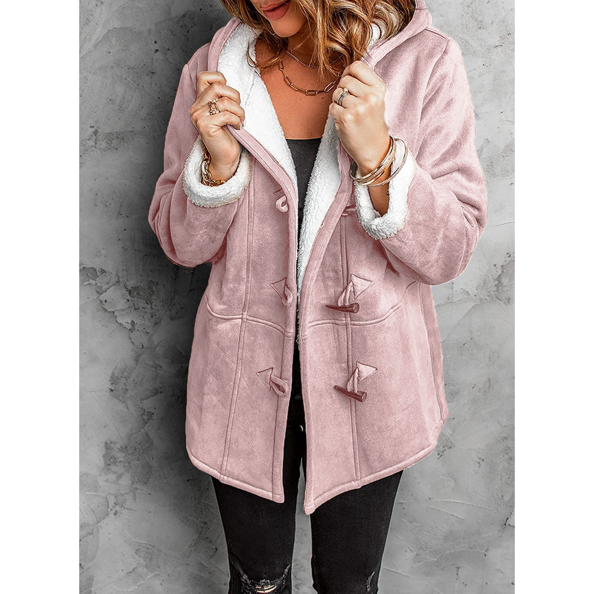 Women's Toggle Winter Coat Hooded Warm Lining Casual Chic 1