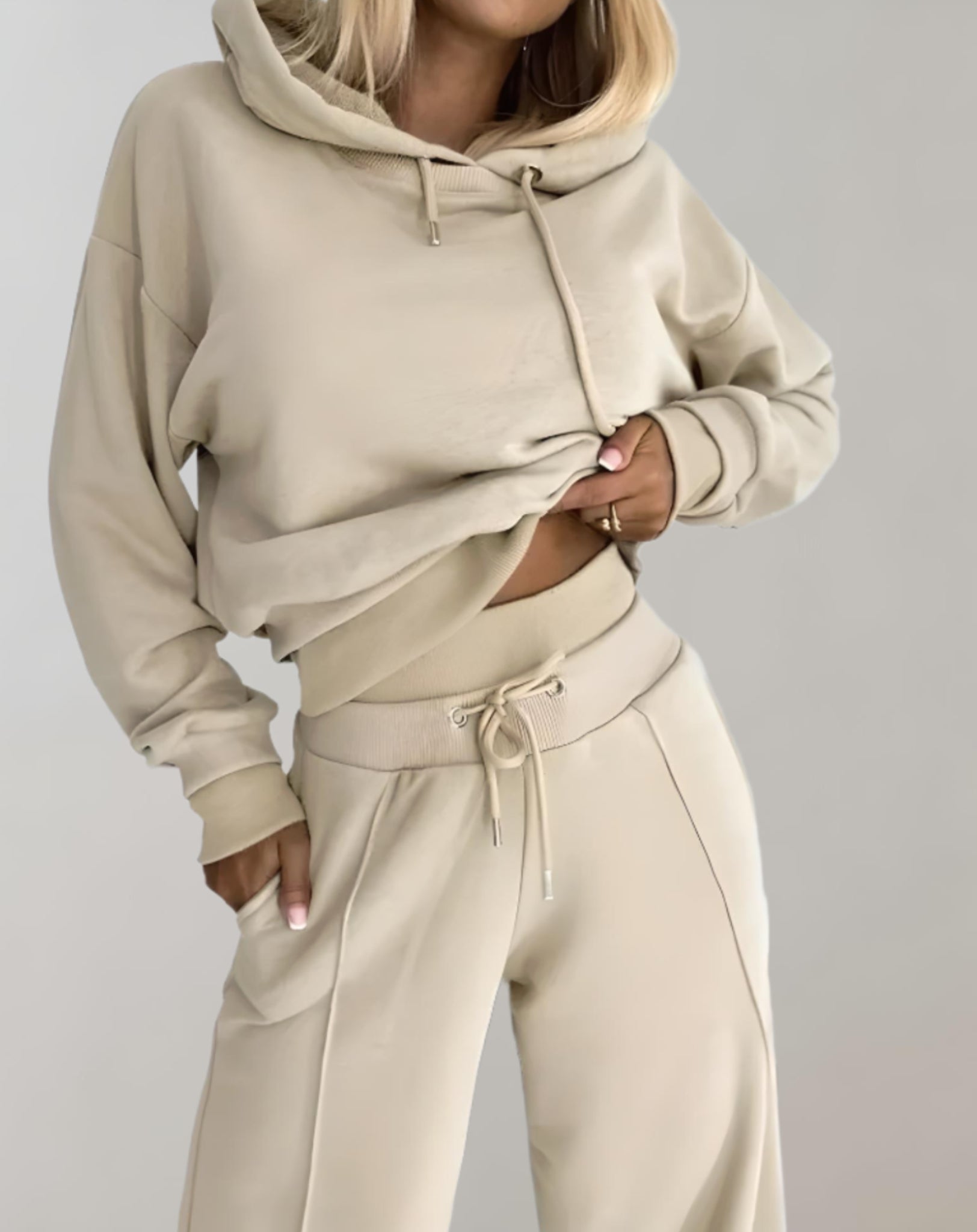 Women's Tracksuit Set 2-Piece Hoodie Wide-Leg Trousers Casual Chic 5