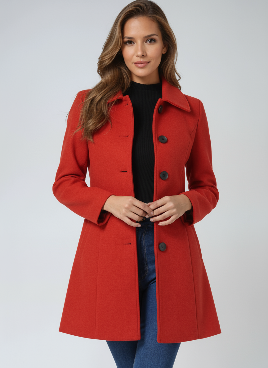 Women's Trench Coat Winter Fit and Flare Elegant Button-Front Design 10