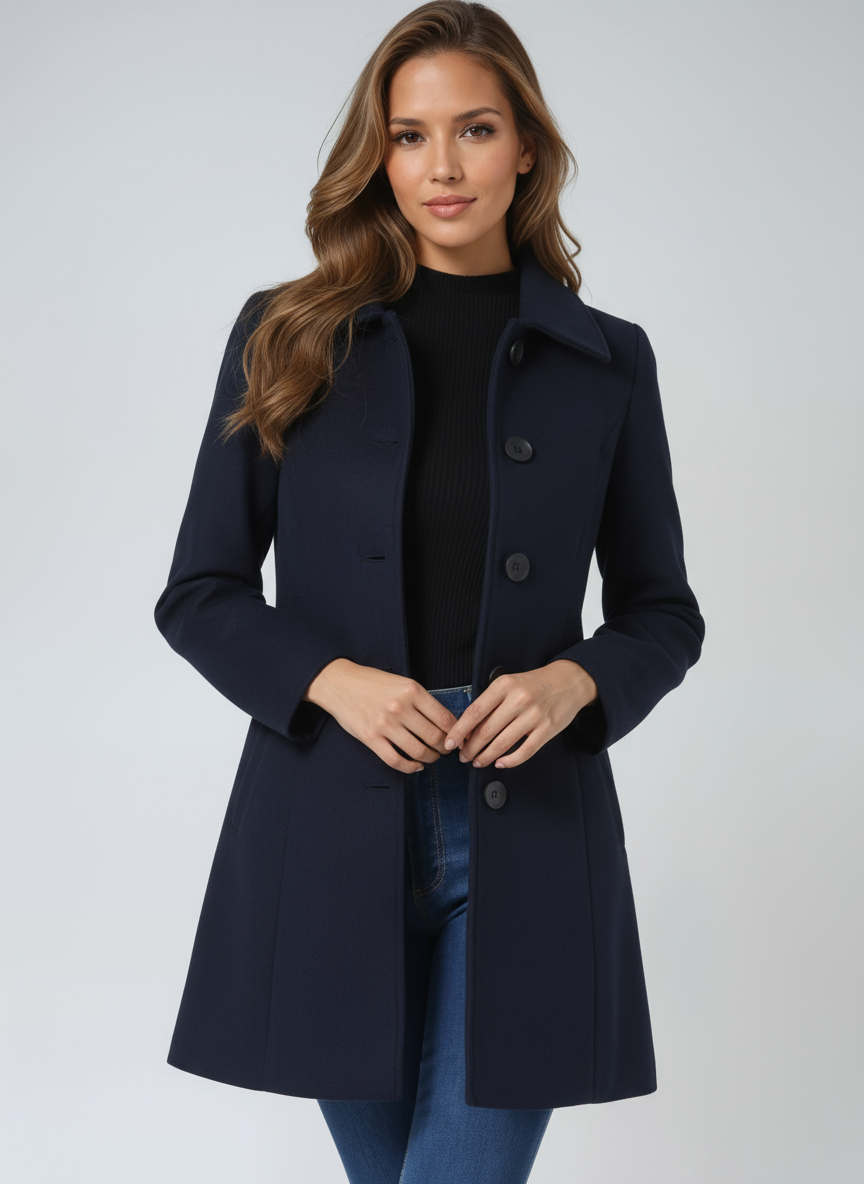Women's Trench Coat Winter Fit and Flare Elegant Button-Front Design 9