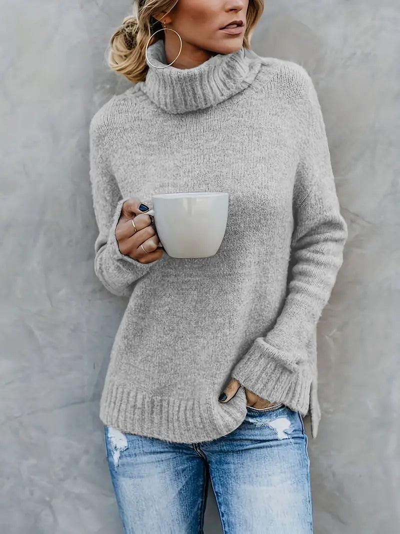 Women's Turtleneck Sweater Elegant Warm Cozy Classic Wool 2