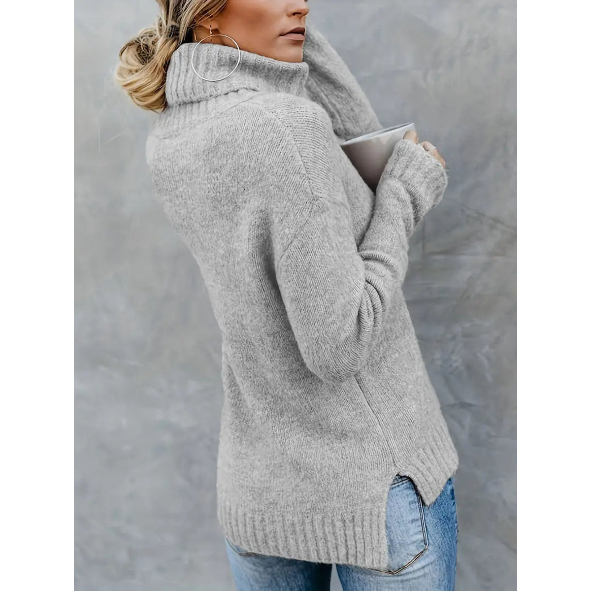 Women's Turtleneck Sweater Elegant Warm Cozy Classic Wool 3