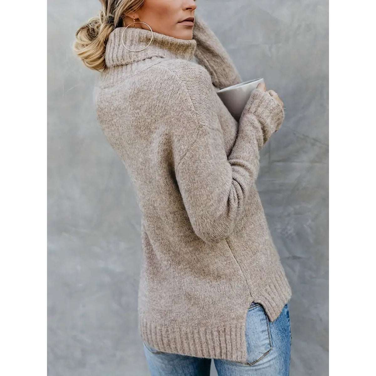 Women's Turtleneck Sweater Elegant Warm Cozy Classic Wool 8