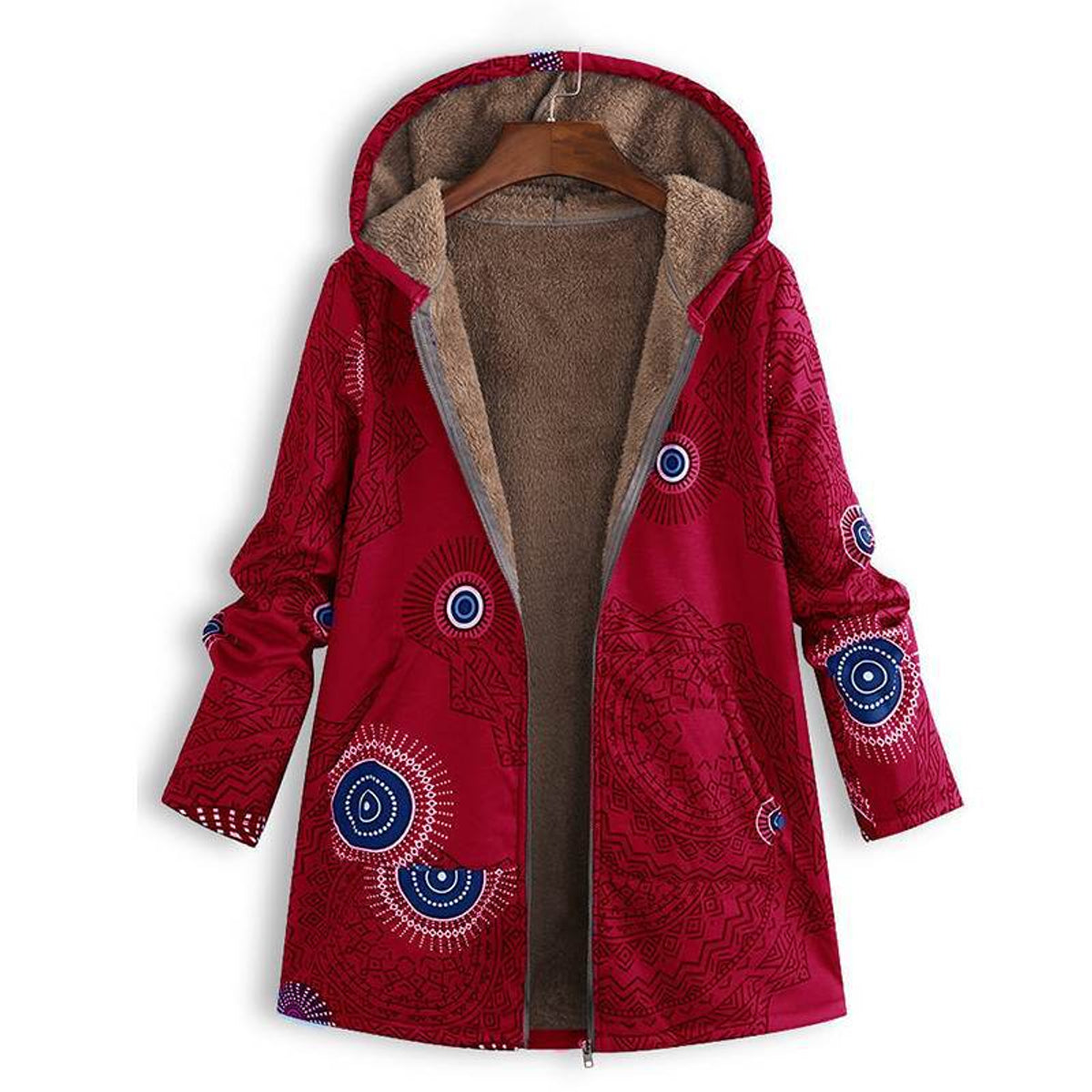 Women's Winter Floral Coat with Hood Elegant Design for Casual Chic 5