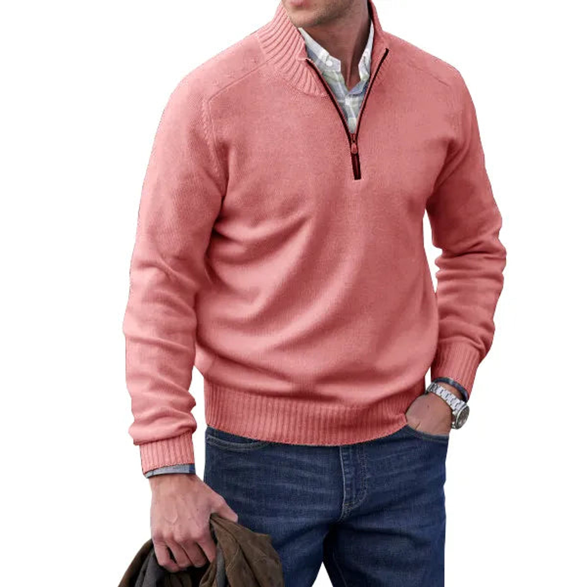 Zip-Up Cashmere Sweater Women Elegant Comfort Versatile Fit 3