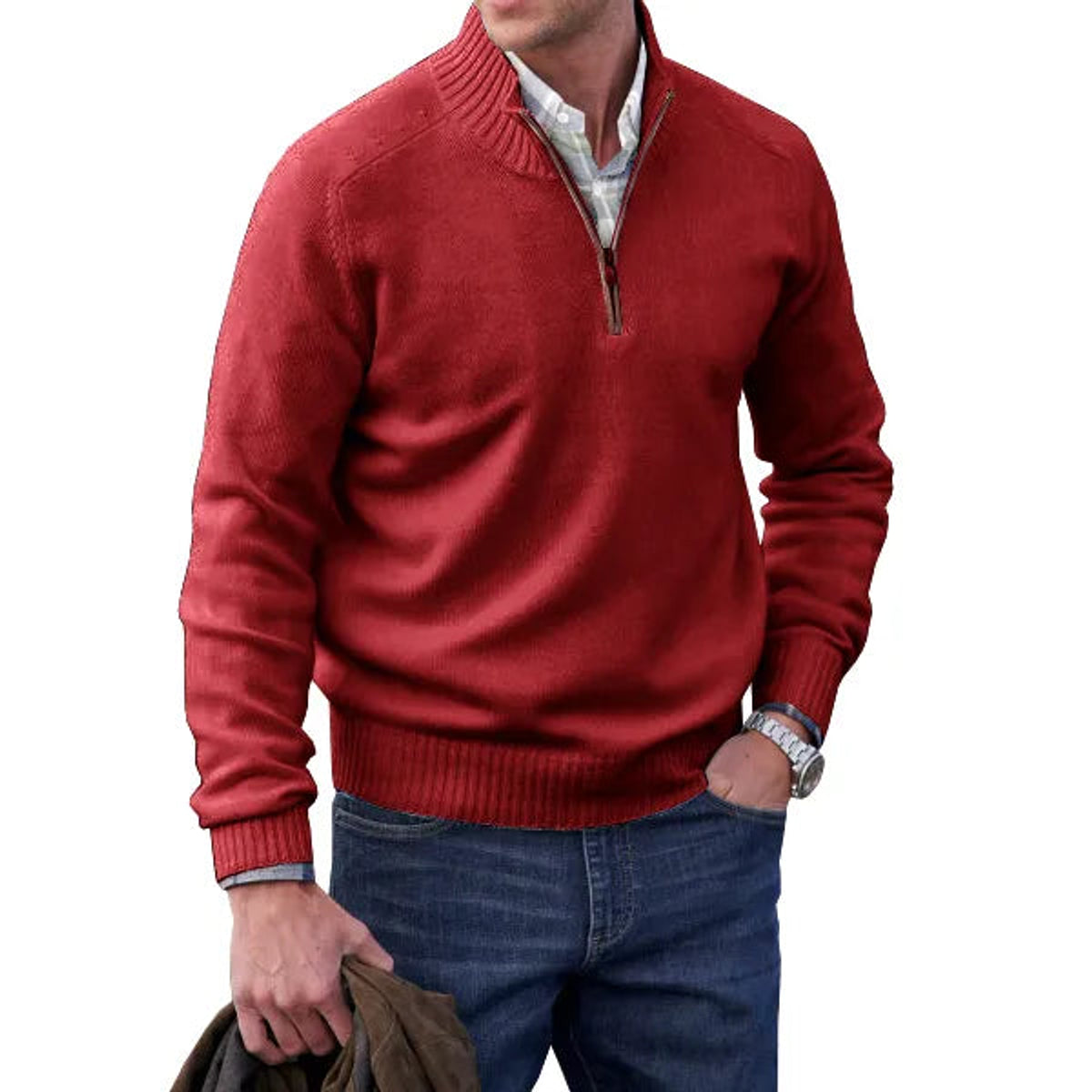 Zip-Up Cashmere Sweater Women Elegant Comfort Versatile Fit 8
