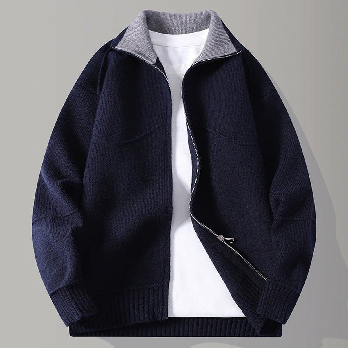 Zip Cardigan Sweater Men Soft Wool Everyday Layering Essential 2