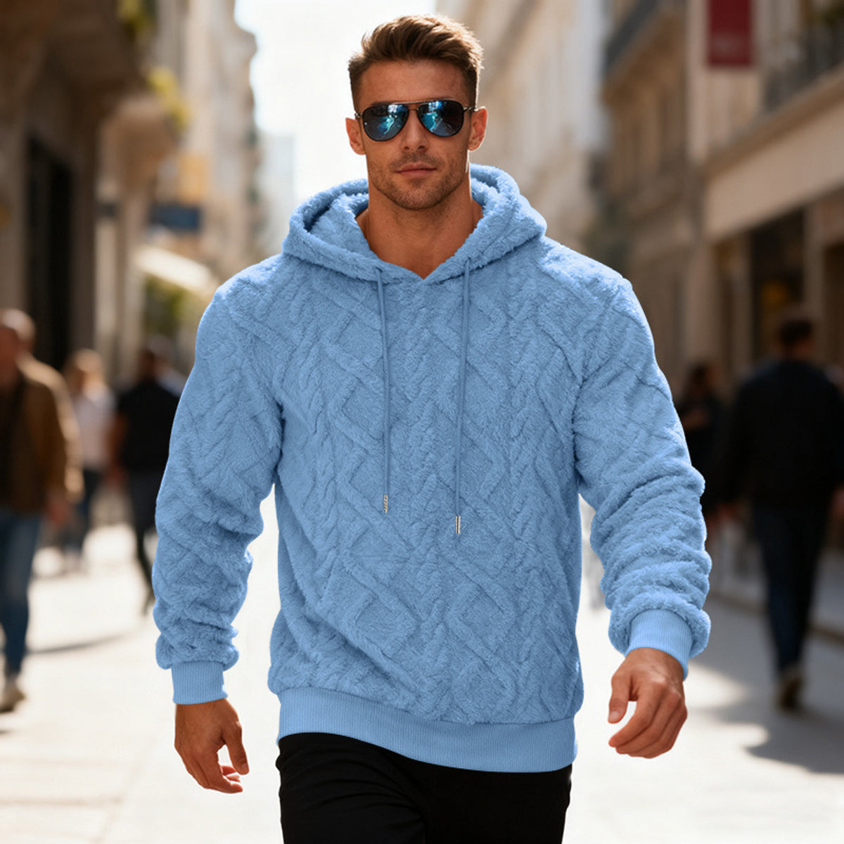 Hooded Jacket Men Double-Sided Velvet Casual Pullover Trend