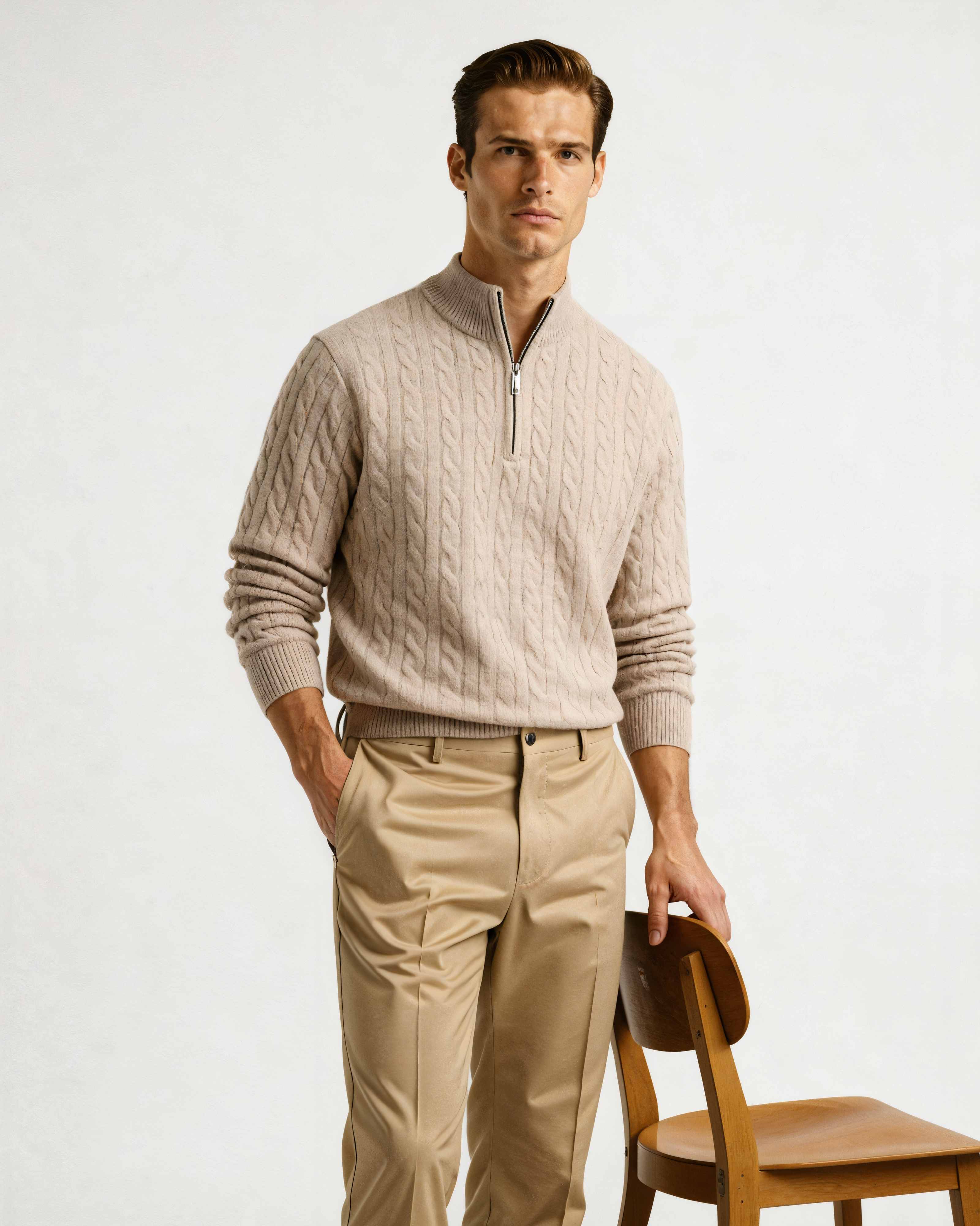 100% Cashmere Half Zip Cardigan Sweater for Men - Timeless Elegance 2