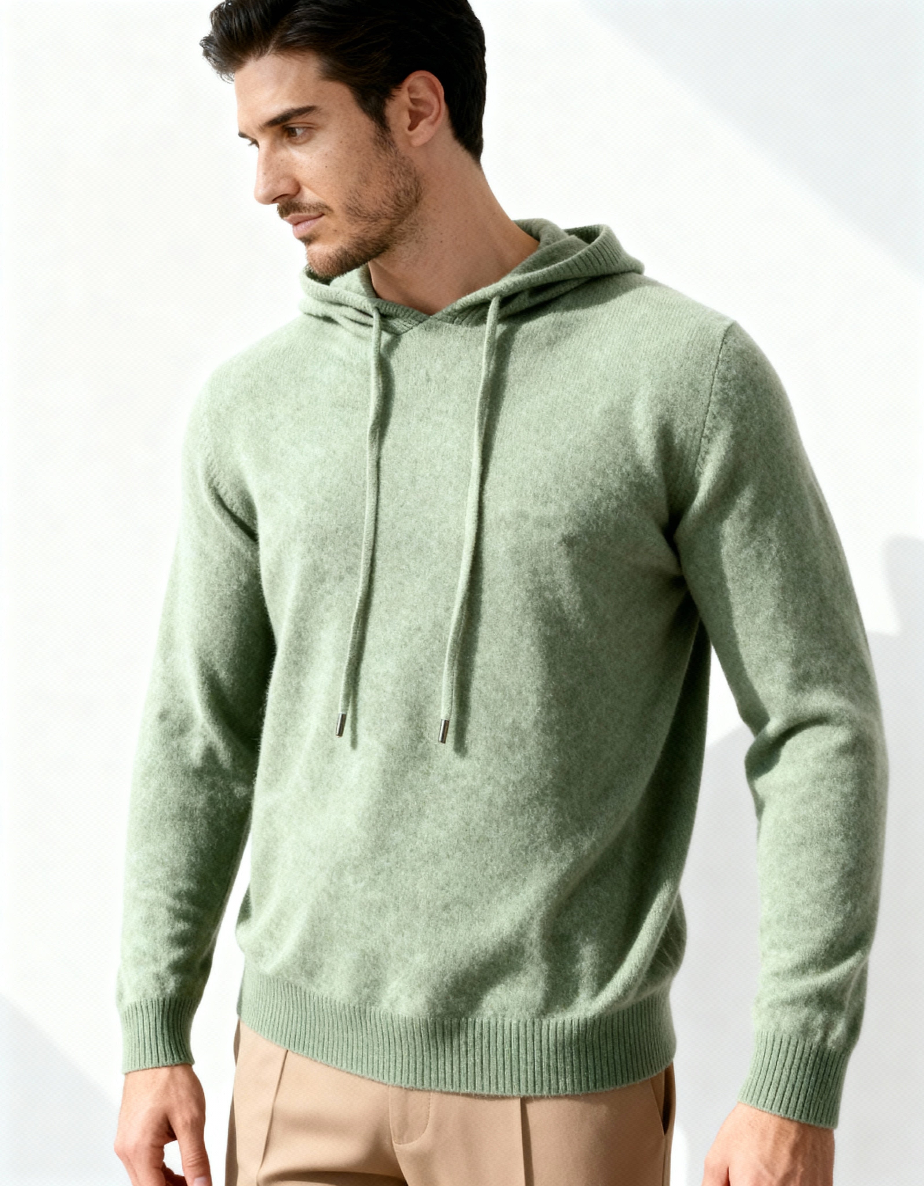 100% Cashmere Hoodie Lightweight Breathable Relaxed Fit Casual 11