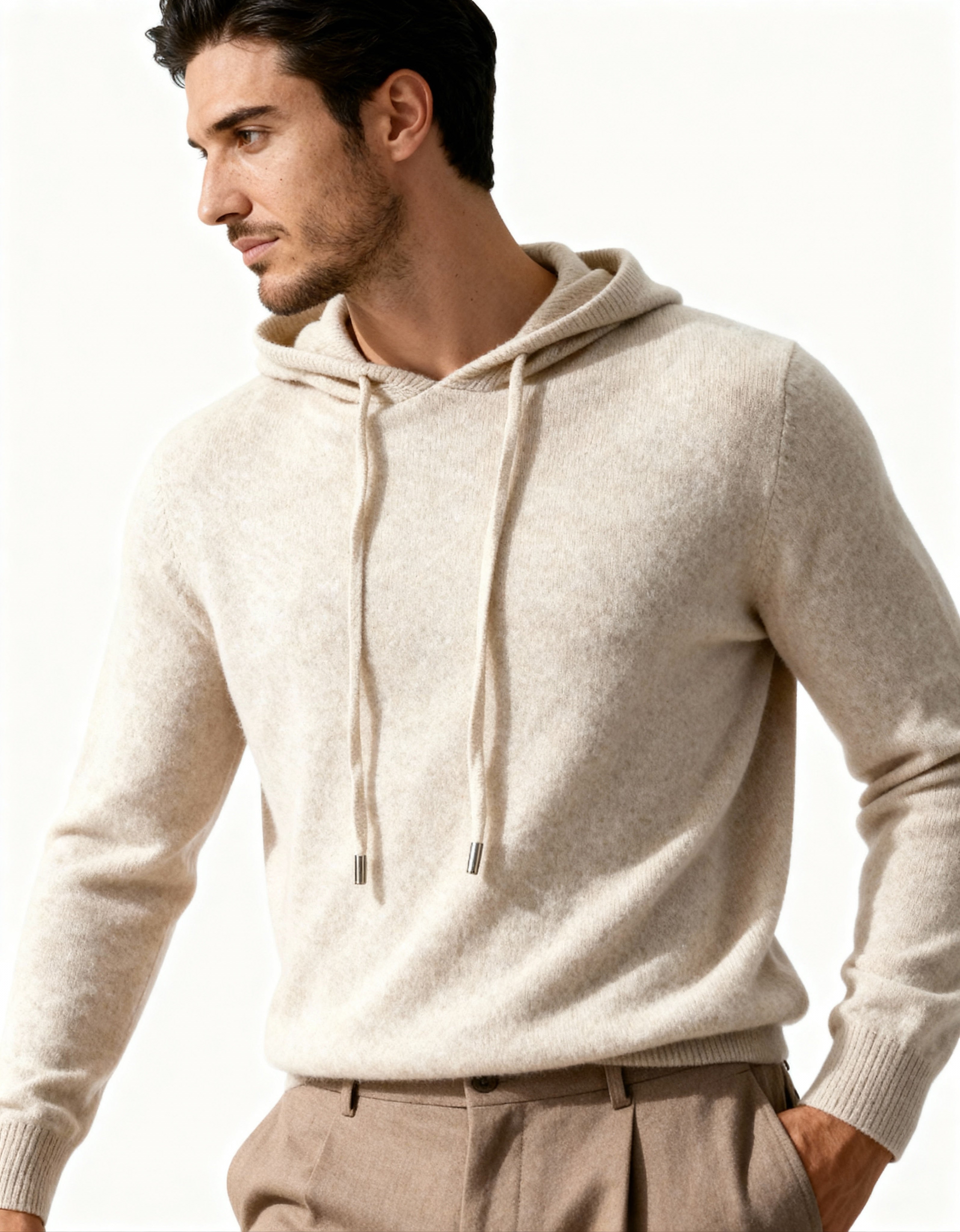 100% Cashmere Hoodie Lightweight Breathable Relaxed Fit Casual 6