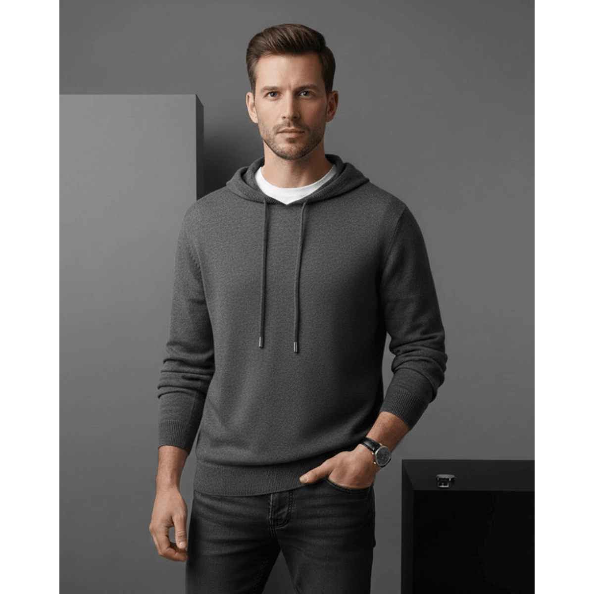 Cashmere Hoodie Lightweight Breathable Relaxed Fit Casual