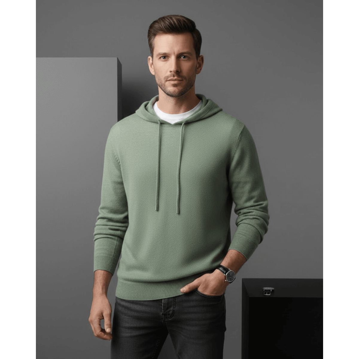 Cashmere Hoodie Lightweight Breathable Relaxed Fit Casual