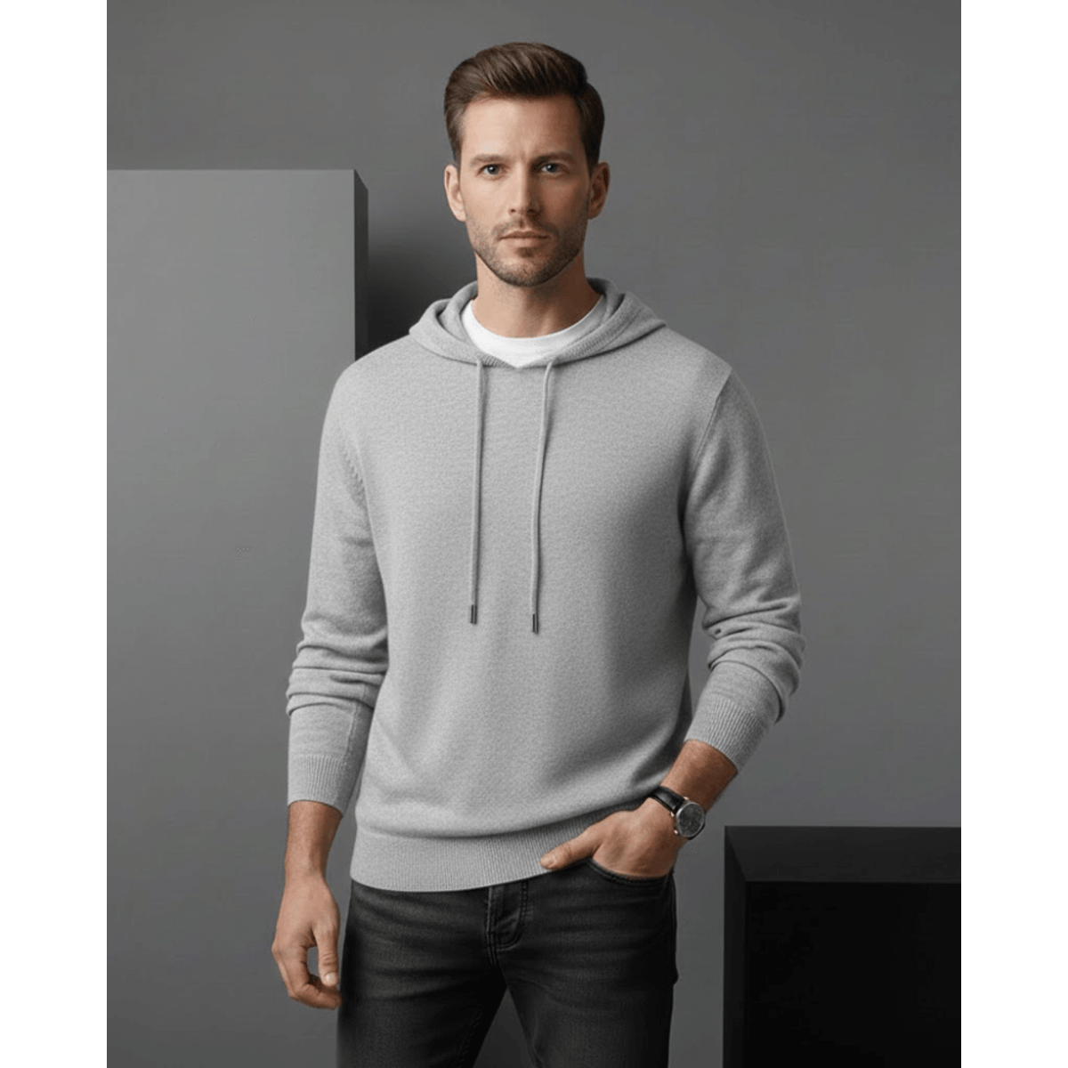 Cashmere Hoodie Lightweight Breathable Relaxed Fit Casual