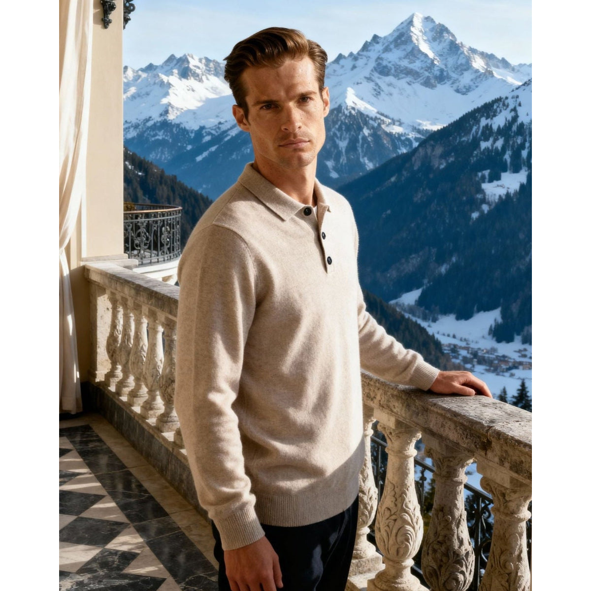 100% Cashmere Polo Shirt Men Classic Style Timeless Comfort 1
