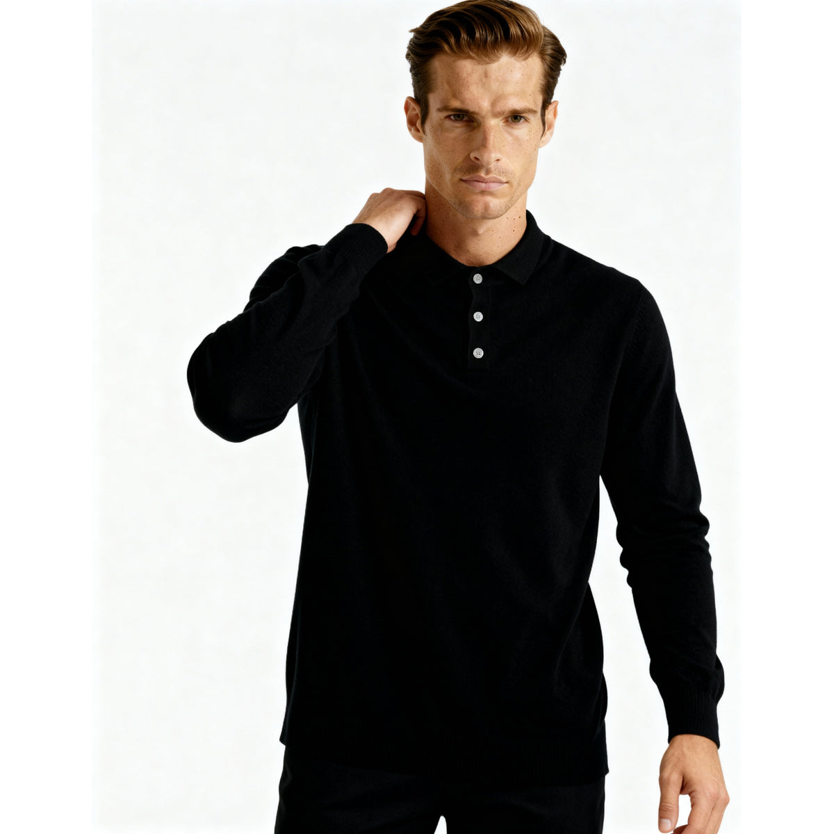 100% Cashmere Polo Shirt Men Classic Style Timeless Comfort 7