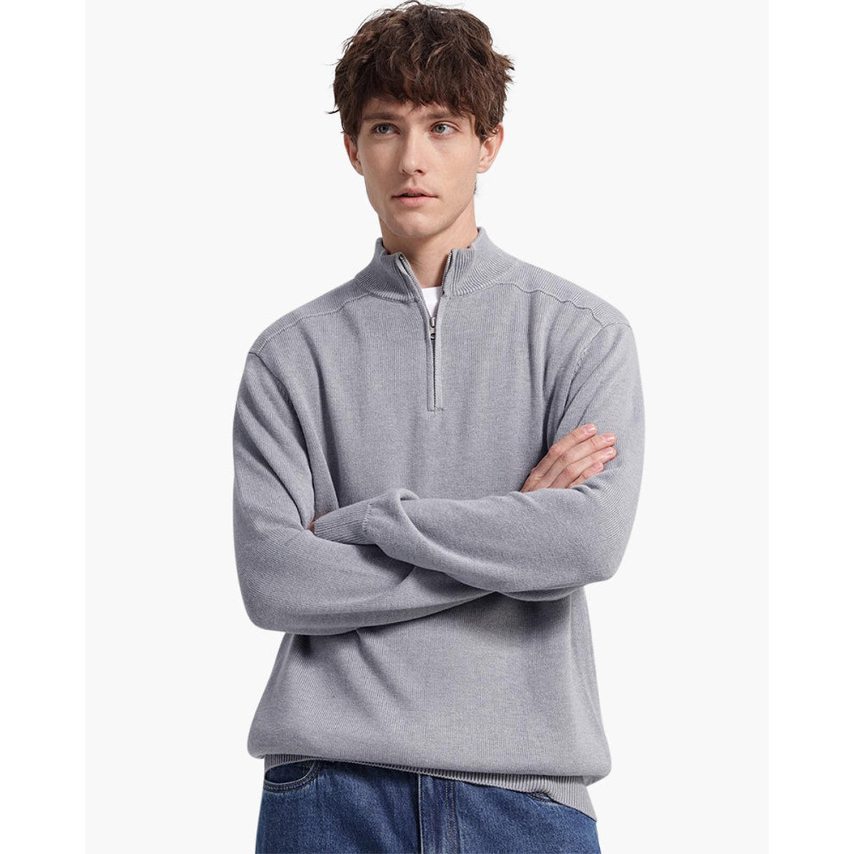 100% Merino Wool Half-Zip Sweater for Men and Women, Lightweight Elegance 1