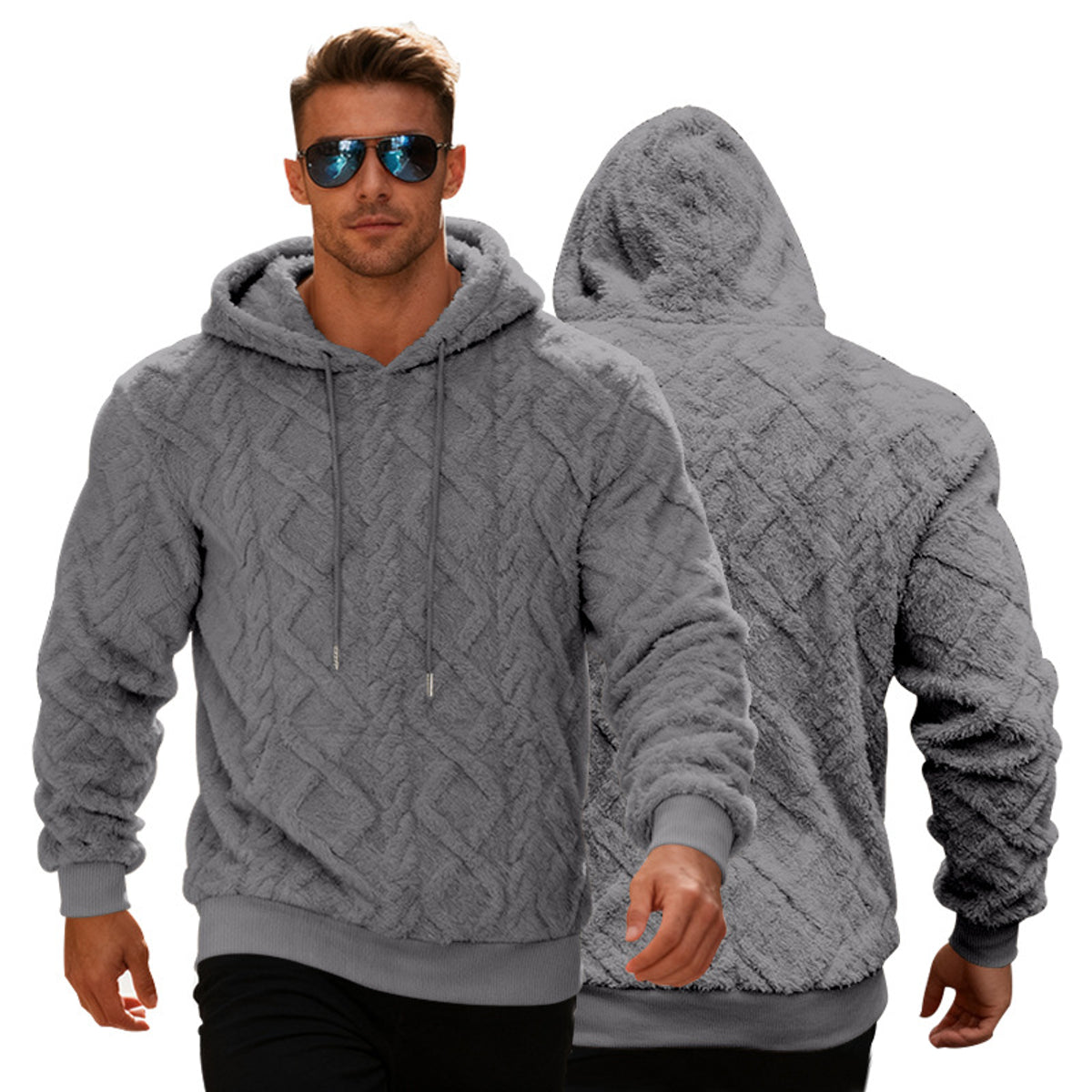 Hooded Jacket Men Double-Sided Velvet Casual Pullover Trend