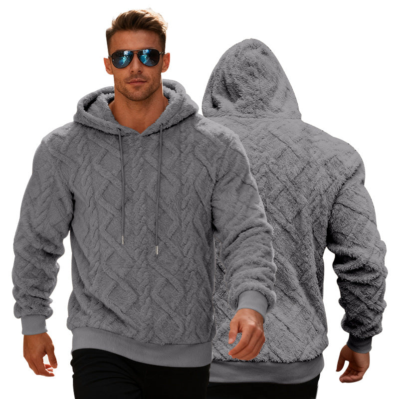 Kapuzensweatshirt Herren Doppelseitiger Samt Freizeitpullover Trend