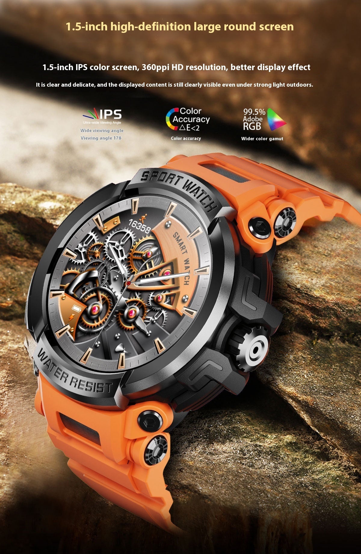 OMNI PRIME | Smartwatch mit robustem Design & Gesundheitsüberwachung | 15 Sportmodi für aktive Lebensstile