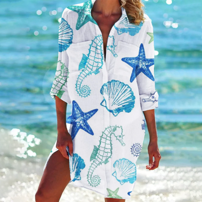 A-Line Floral Women's Shirt Casual Summer Chic 1