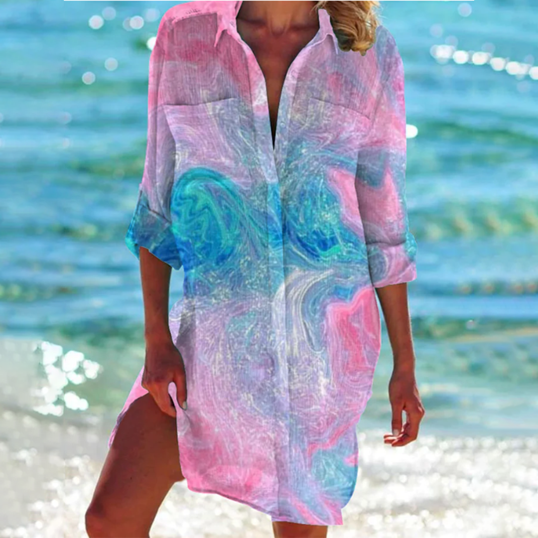 A-Line Floral Women's Shirt Casual Summer Chic 4
