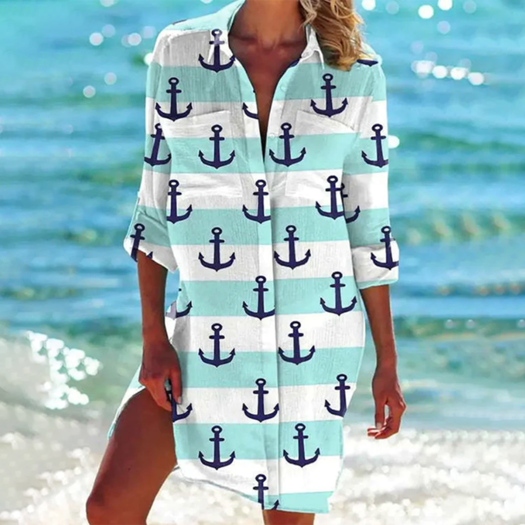 A-Line Floral Women's Shirt Casual Summer Chic 5