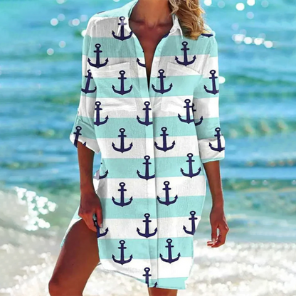 A-Line Floral Women's Shirt Casual Summer Chic 5