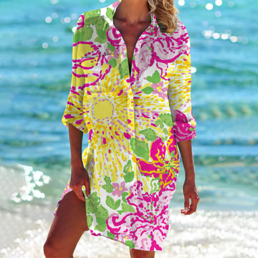 A-Line Floral Women's Shirt Casual Summer Chic 8