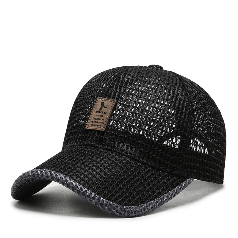 AeroBreeze - Black Baseball Cap with Curved Brim, Breathable Fabric, Adjustable Fit 0