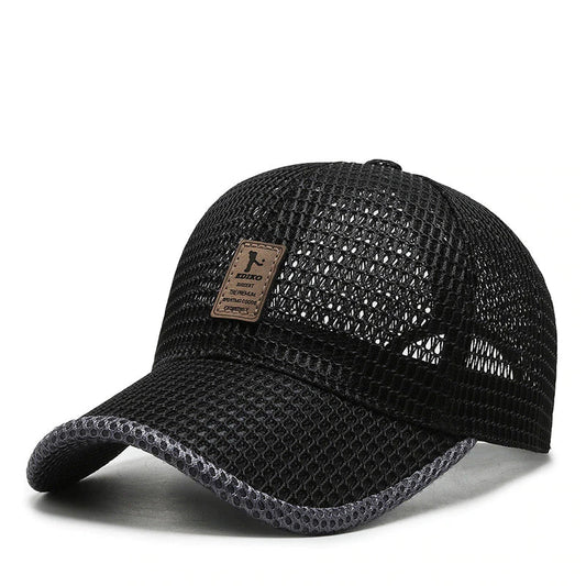 AeroBreeze - Black Baseball Cap with Curved Brim, Breathable Fabric, Adjustable Fit 0