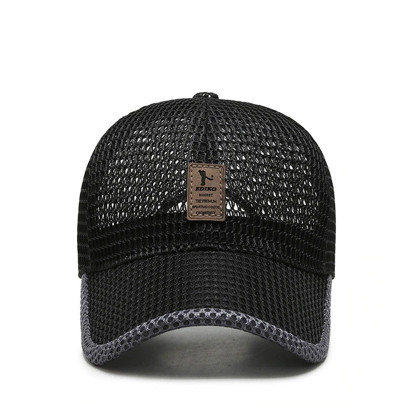 AeroBreeze - Black Baseball Cap with Curved Brim, Breathable Fabric, Adjustable Fit 1