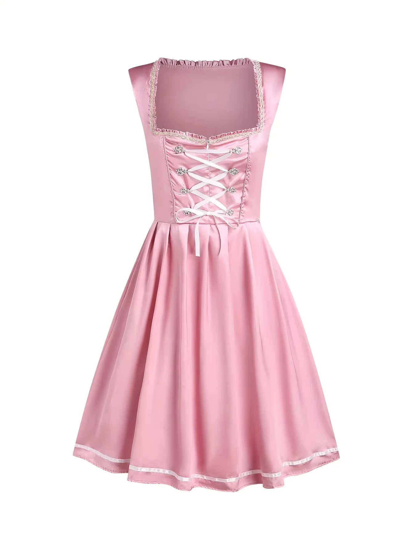 Bavarian Dirndl Dress Women Pink Oktoberfest Traditional Style 1