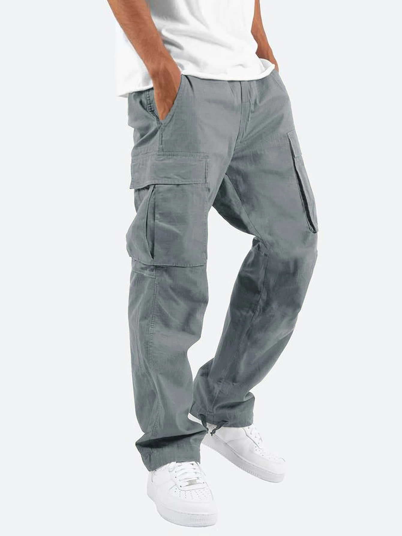 Black Cargo Pants for Men - High Waist, Relaxed Fit, Utility Pockets 1