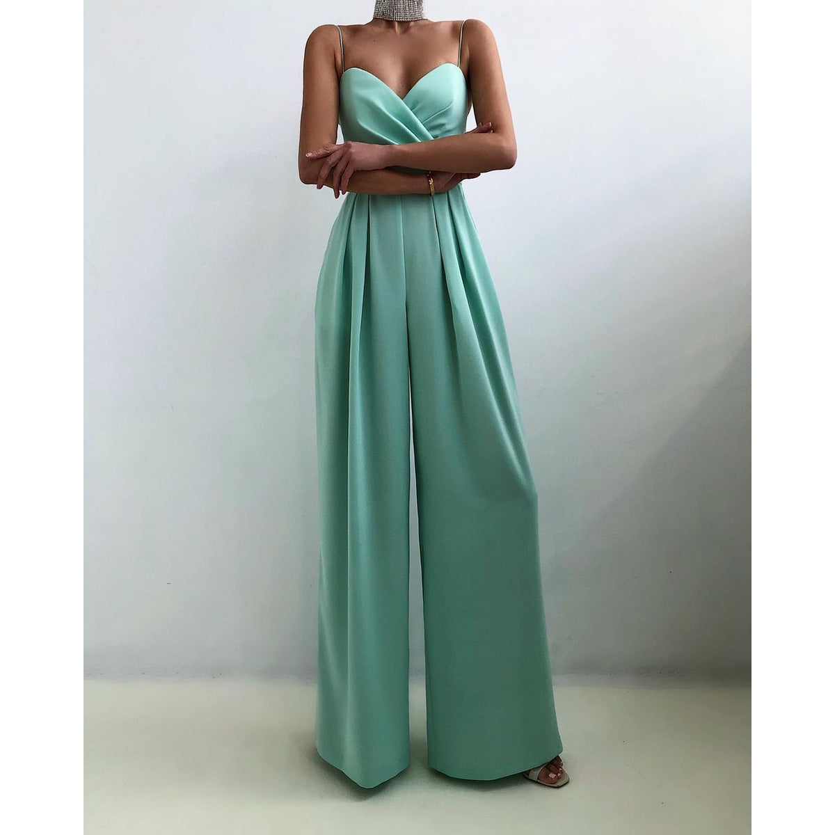 Black Jumpsuit Women Elegant Wide Leg Overall Casual Chic 3