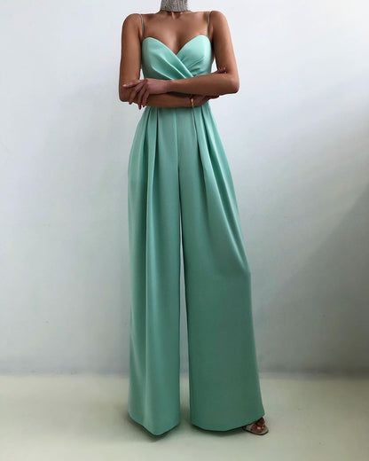Black Jumpsuit Women Elegant Wide Leg Overall Casual Chic 3