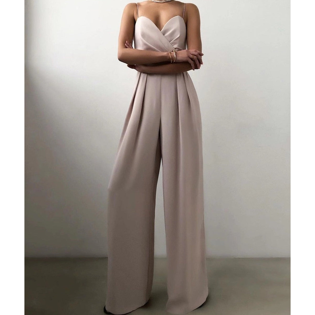 Black Jumpsuit Women Elegant Wide Leg Overall Casual Chic 4
